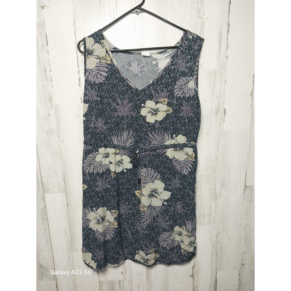Palmwave Hawaii Tropical Print Shift Dress Womens XL Blue Floral Leaf
